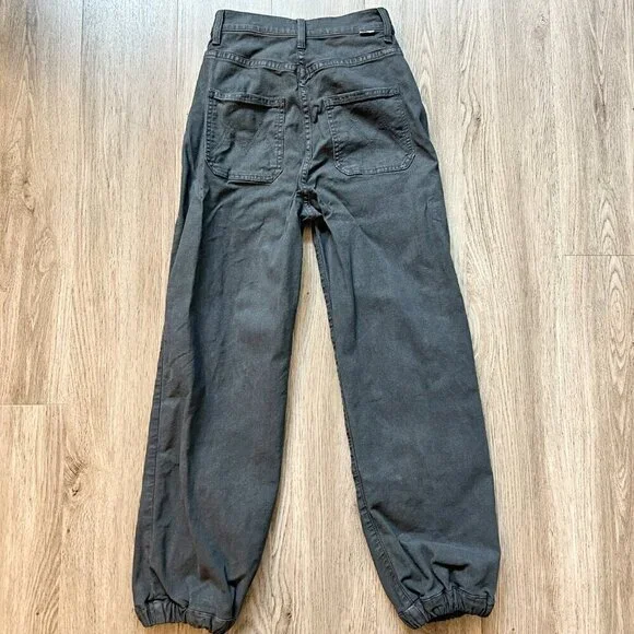 Mother The Wrapper Patch Springy Ankle Jeans in Faded Black Size 23